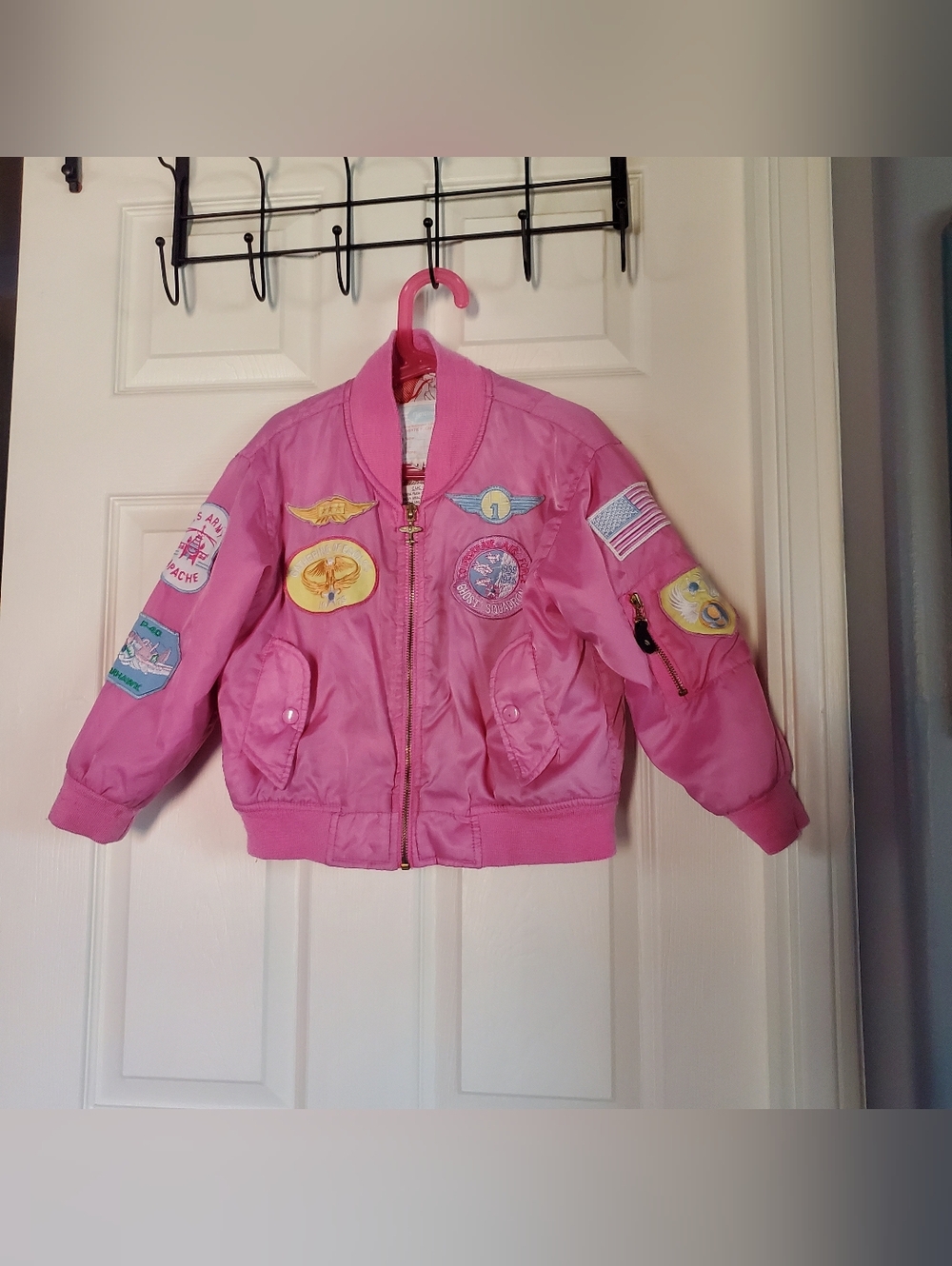 Flightline Authentic Flight Jacket Pink Pilot Patchwork Full Zip Pockets Size 6